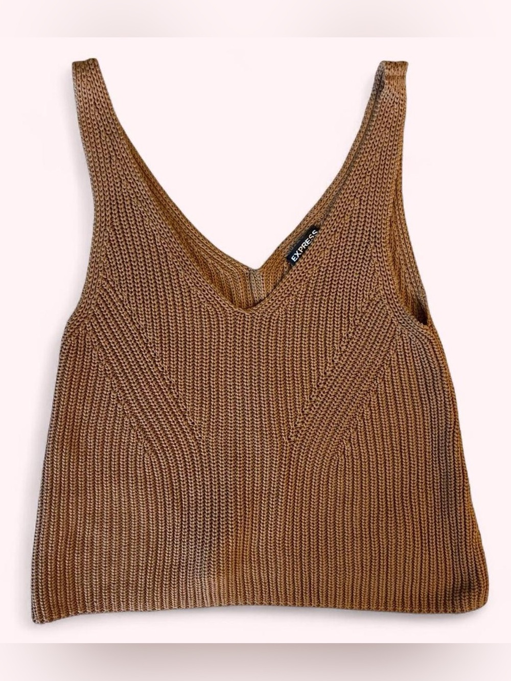 EXPRESS Women’s Rich Brown Ribbed Knit Tank Top